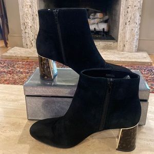 ANN TAYLOR EDEN TORTOISE BLOCK HEEL SUEDE ANKLE BOOTS SZ 7.5 $32